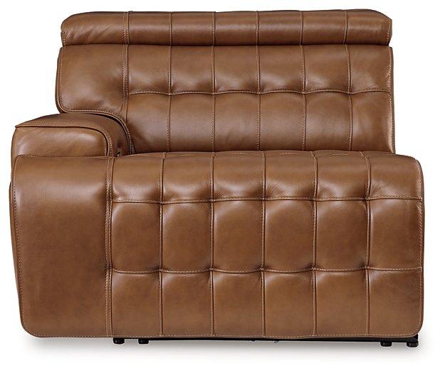 Temmpton Dual Power Leather Reclining Modular Loveseat with Console